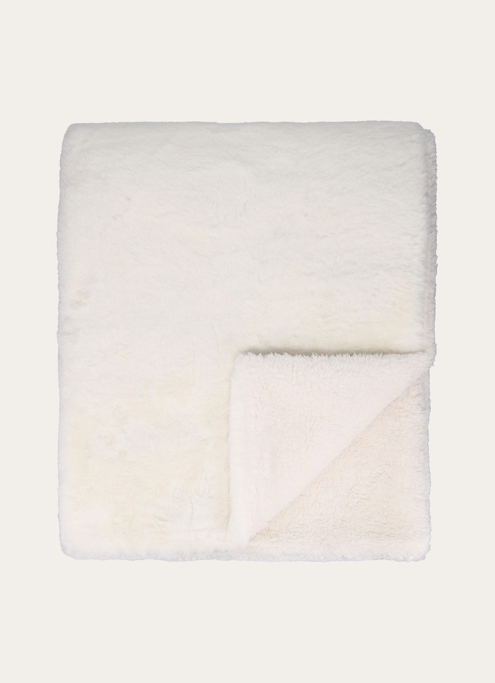 PLAID EN FAUSSE FOURRURE DOUBLÉ SHERPA ECRU