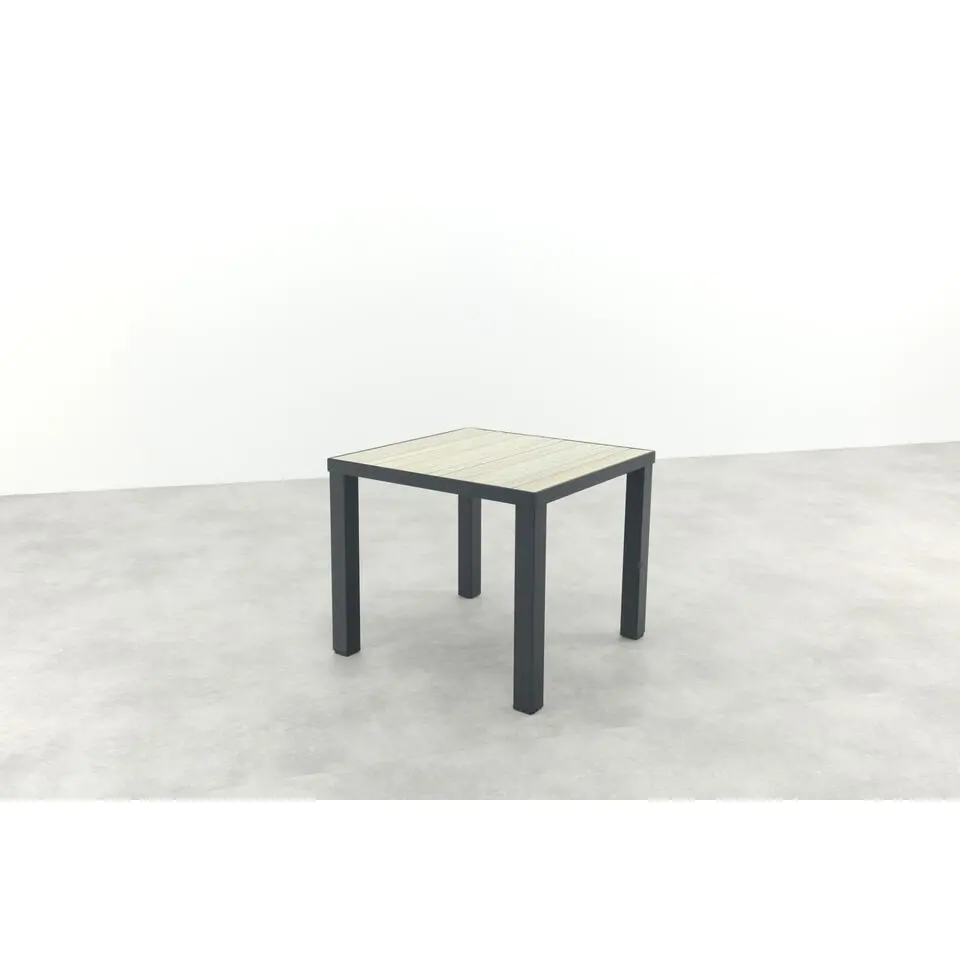 VDG Nola tuintafel 90x90 cm. - Antraciet/Houtlook