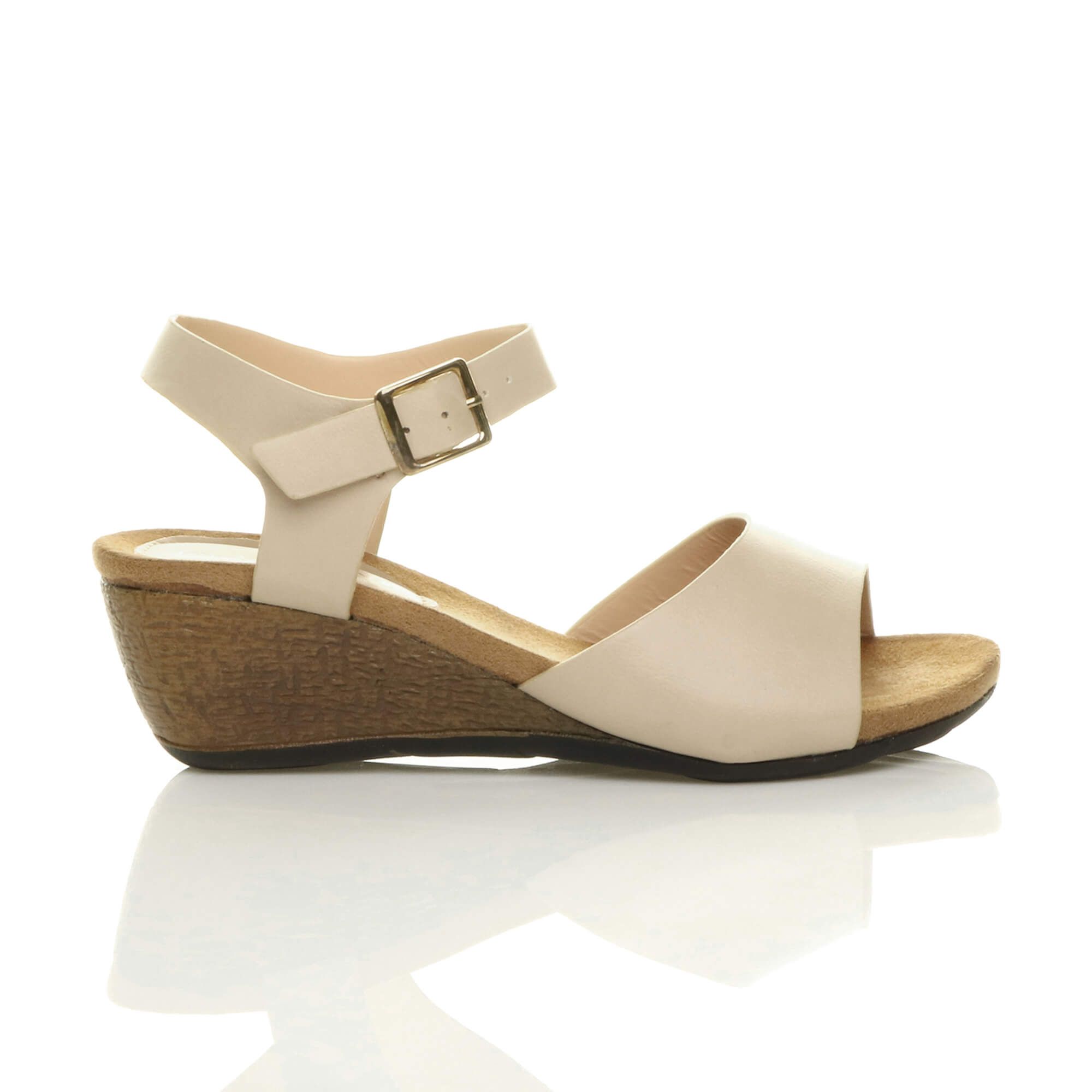AJVANI Low Wedge Heel Buckle Sandals