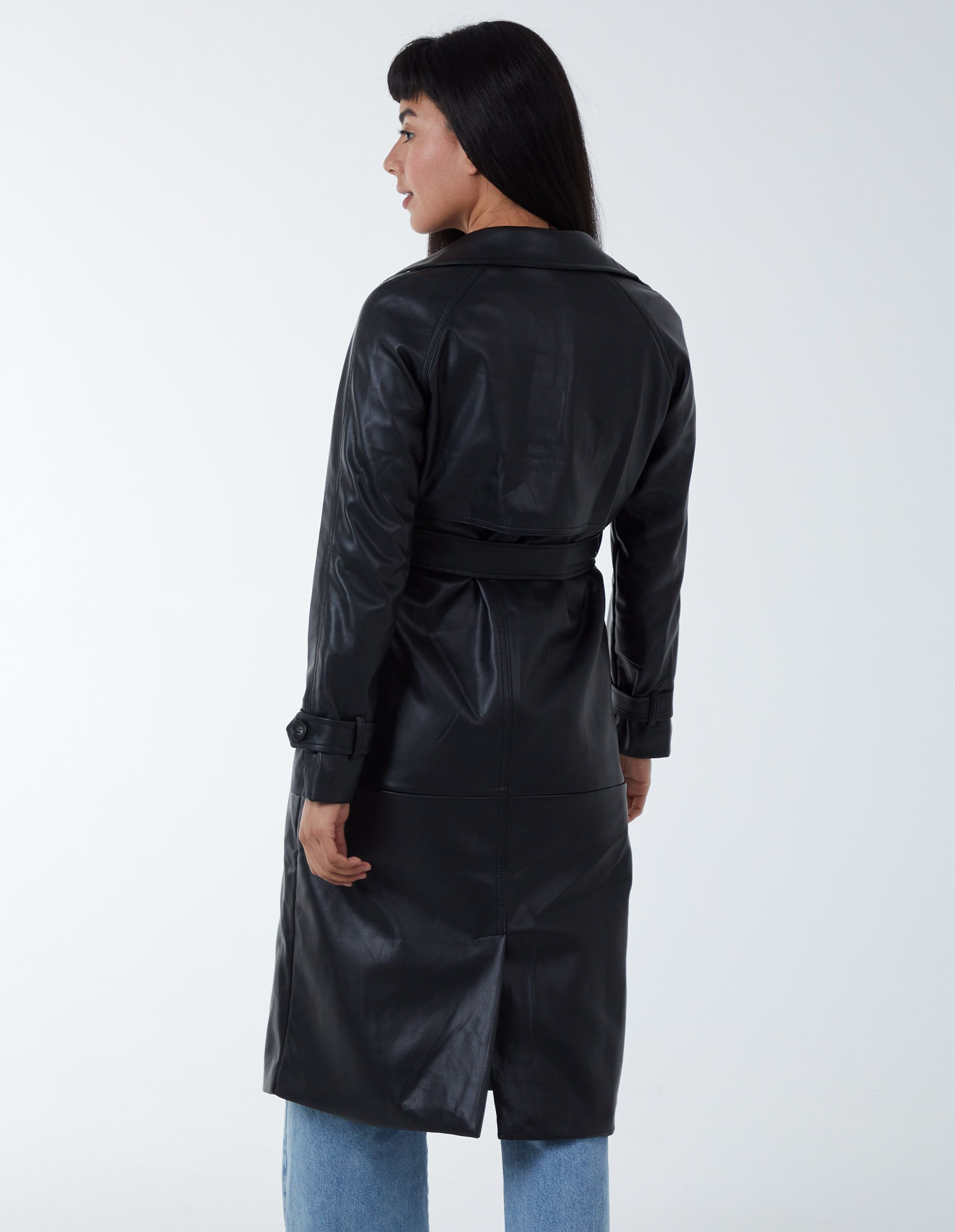 Blue Vanilla Faux Leather French Coat
