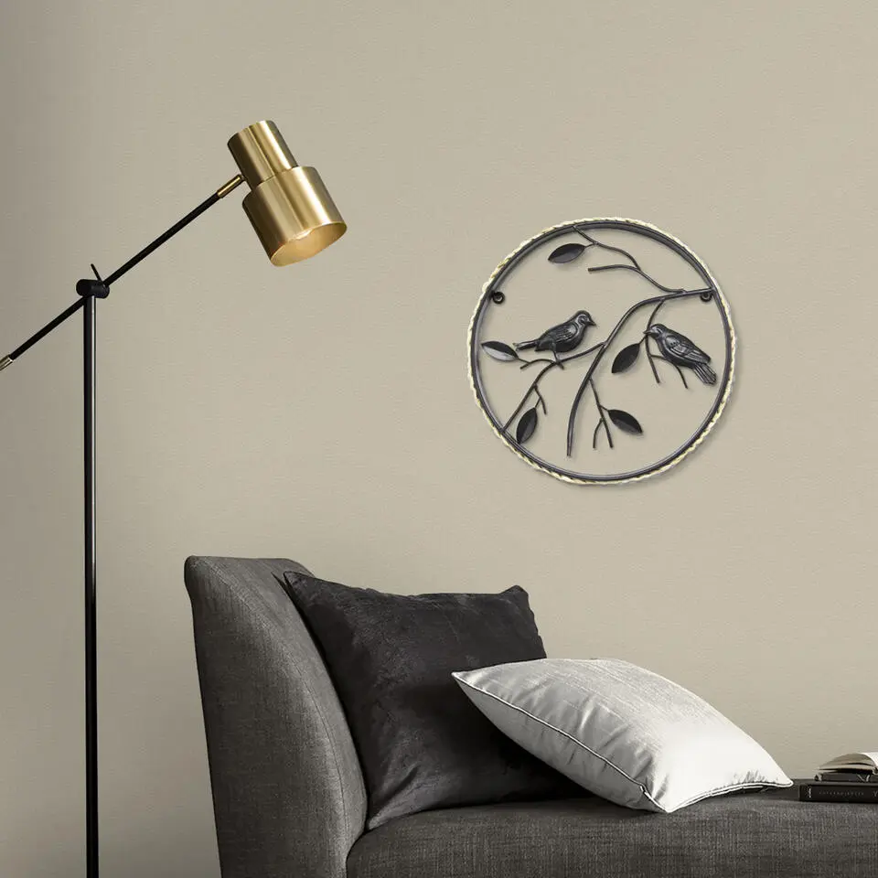 Art for the Home Metal Art Vogels op tak zwart diameter 30cm