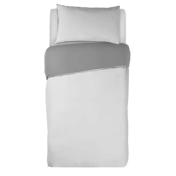 Habitat Easycare Two Tone White & Grey Bedding Set - Single