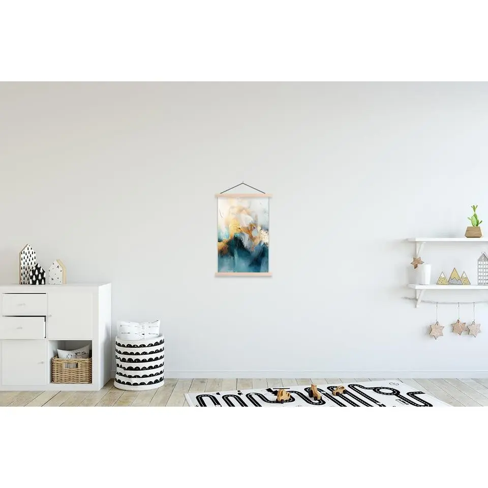 MuchoWow - Schoolplaat/ wandhanger - Abstract - Kunst - Gold - Blauw -