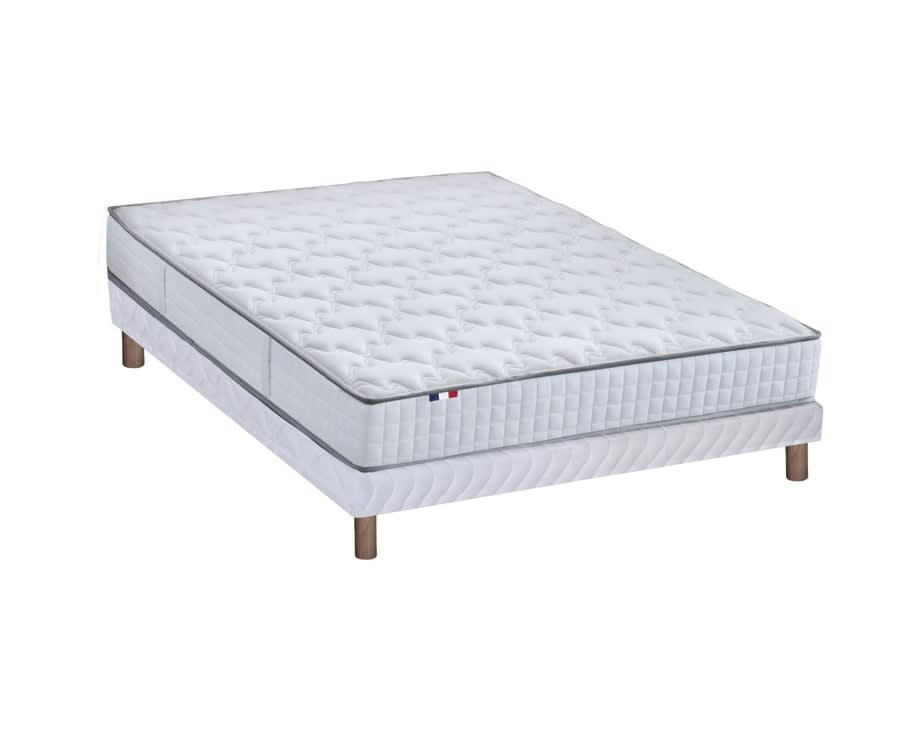 ENSEMBLE COSMOS - Ensemble matelas ressorts sommier blanc 140x190