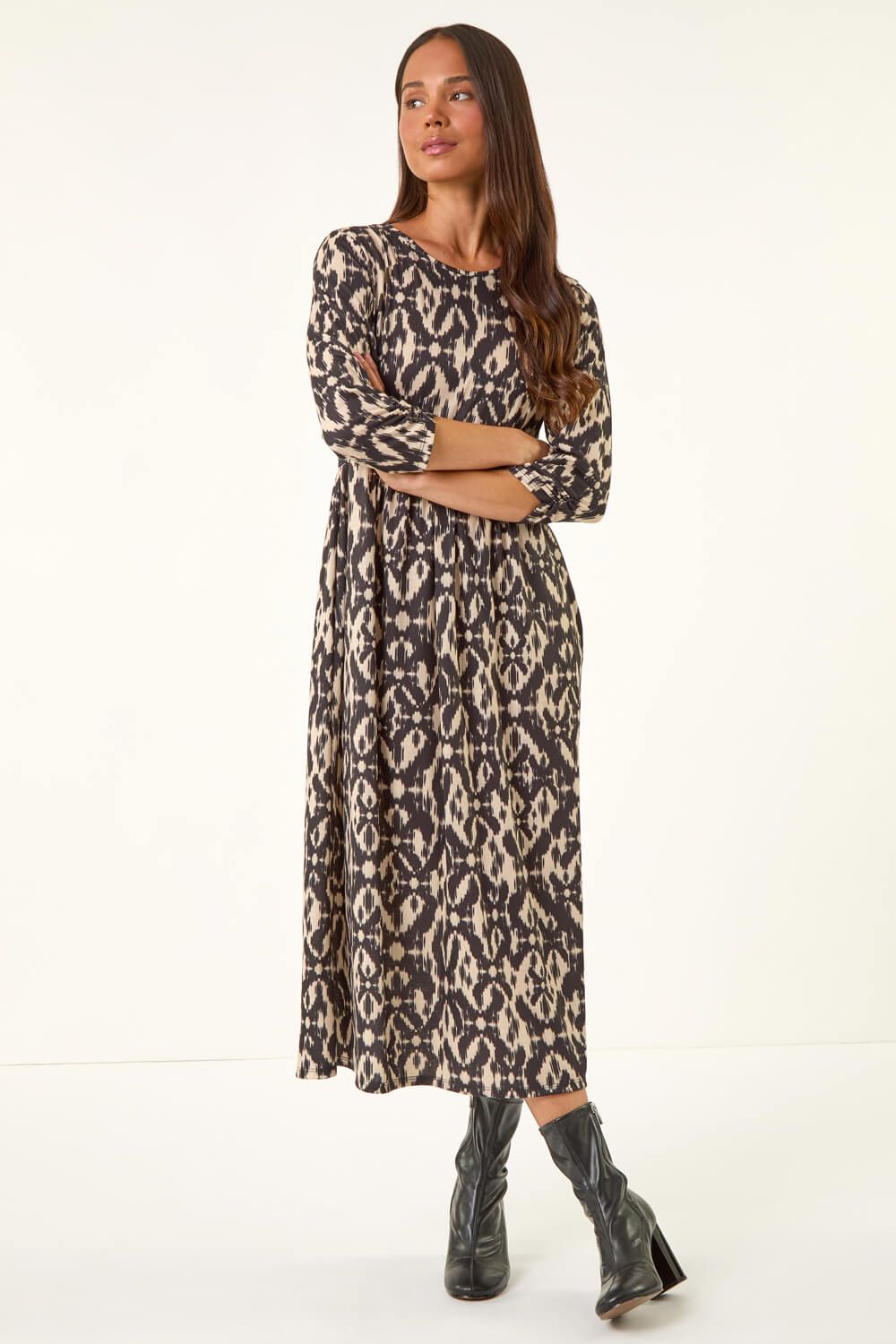 Roman Petite Aztec Pocket Midi Dress