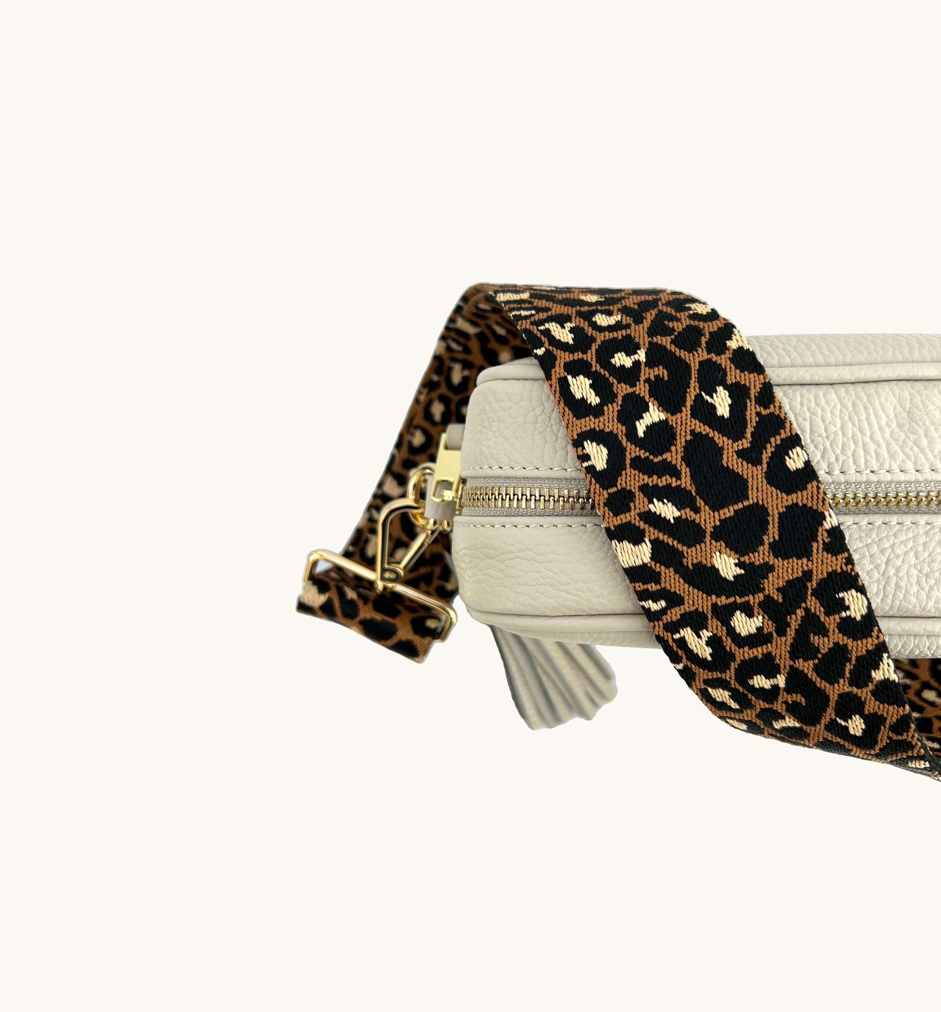 Apatchy London Stone Leather Crossbody Bag With Tan Cheetah Strap