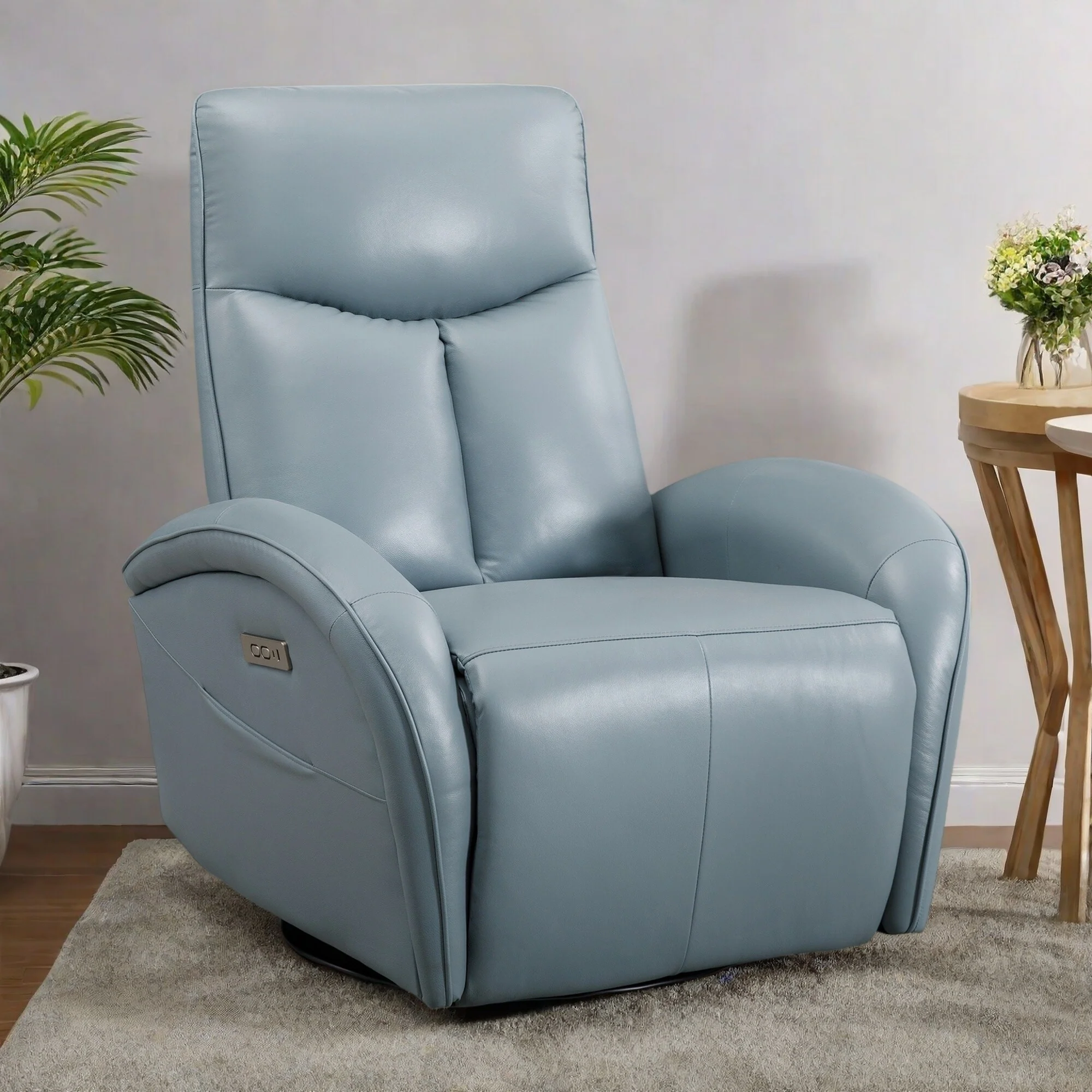 Armless Recliner Chair with Power Glider Swivel Rocker, USB & Type-C Charging Ports, and High-Density Backrest