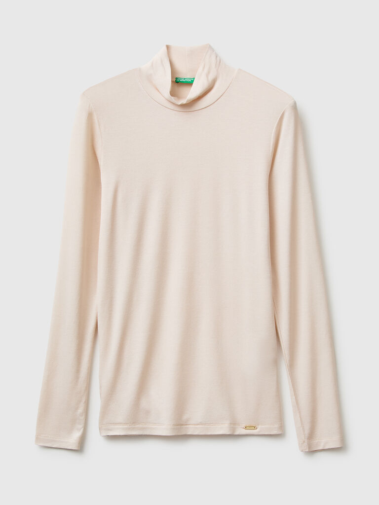 Turtleneck sweater in cashmere and Modal blend