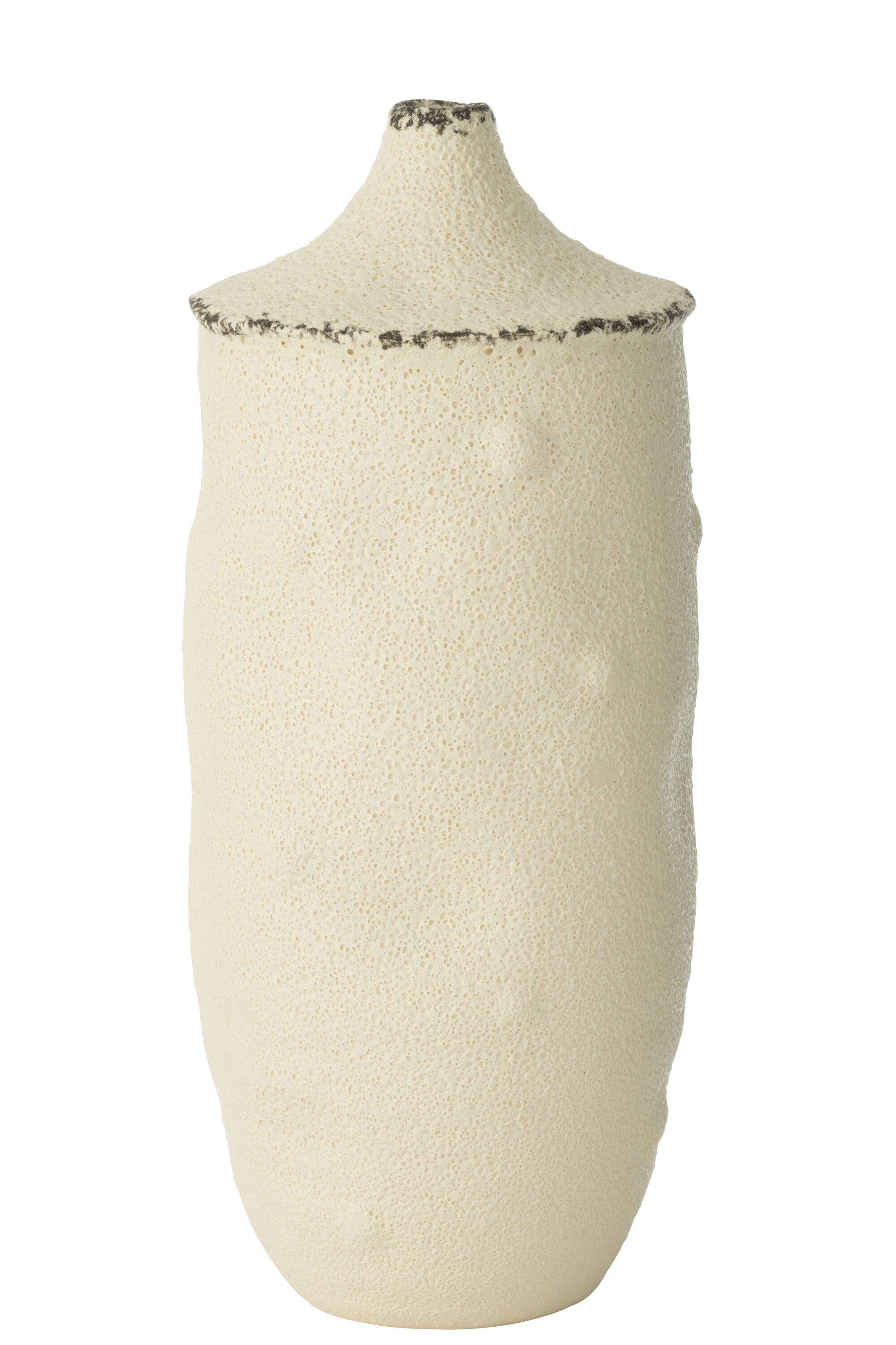 J-Line vaas Bay - keramiek - wit/zwart - large - 40.5 cm hoog