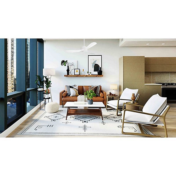 Modulo de KlassFan - Super destratificateur et ventilateur DC 132 cm Blanc pales bois blanc sans Lumière25 à 40 m²