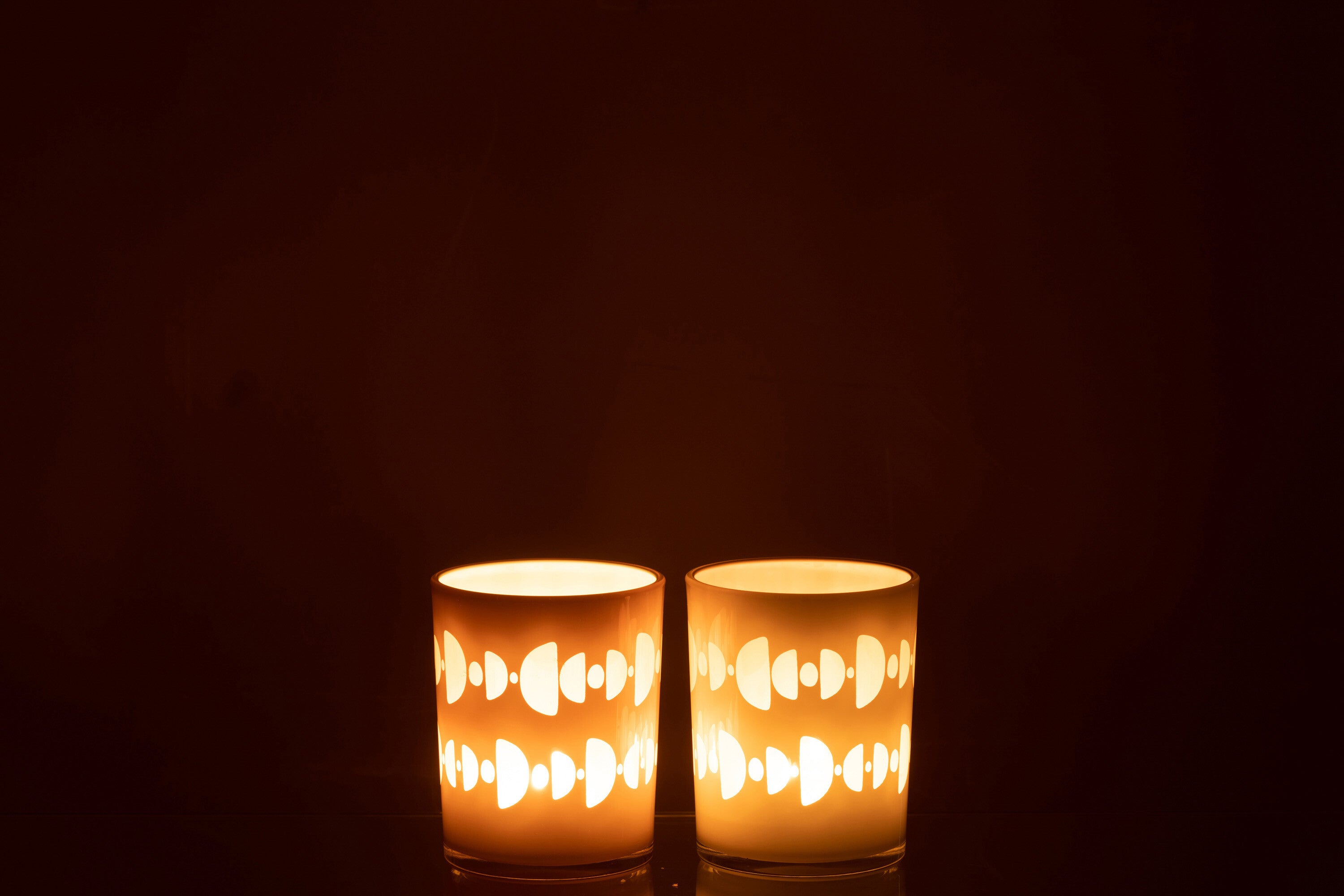 J-Line windlicht Halve Maan - glas - mix - medium - 2 stuks