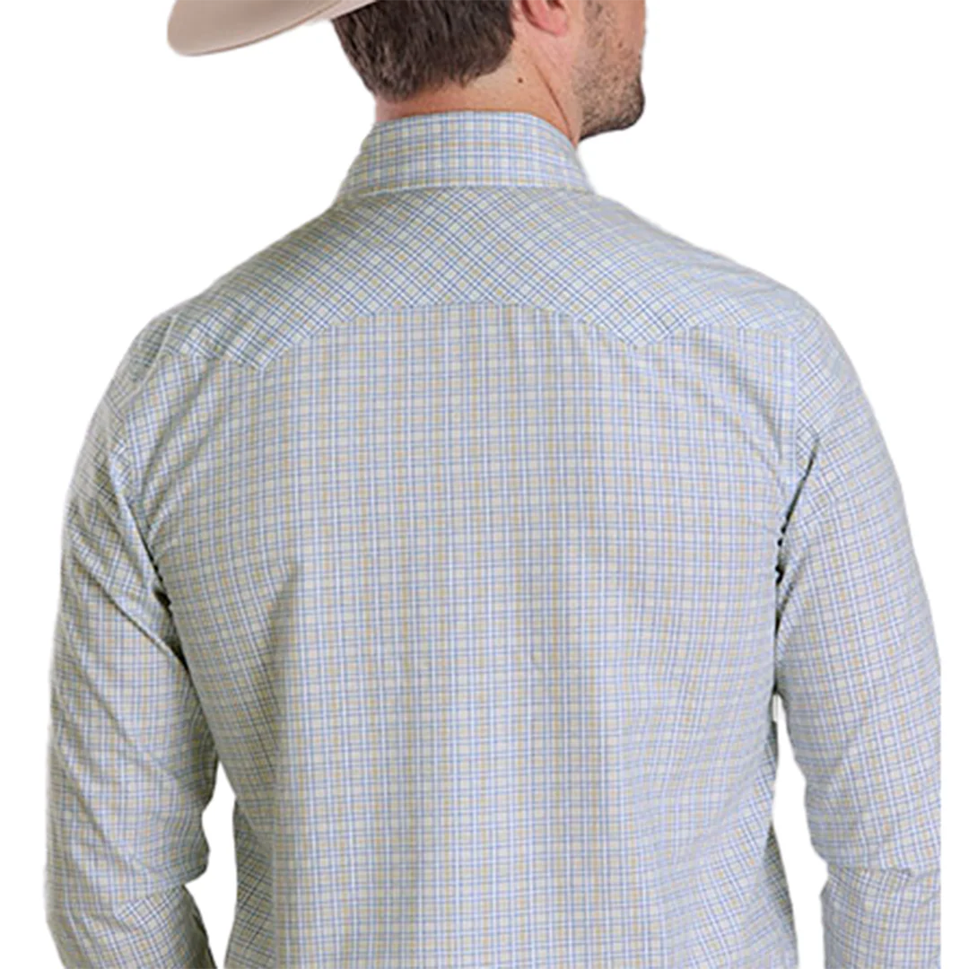 Мужская атласная клетчатая рубашка Stetson с длинными рукавами и застежкой на кнопки.