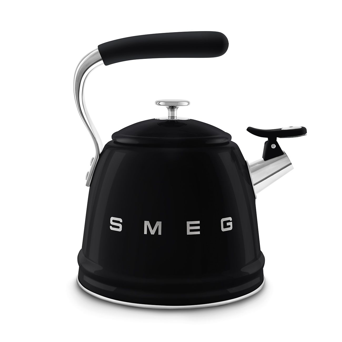 Smeg WKF01BL Whistling Kettle for Hobs, Stainless Steel, 2.3 liters, Black