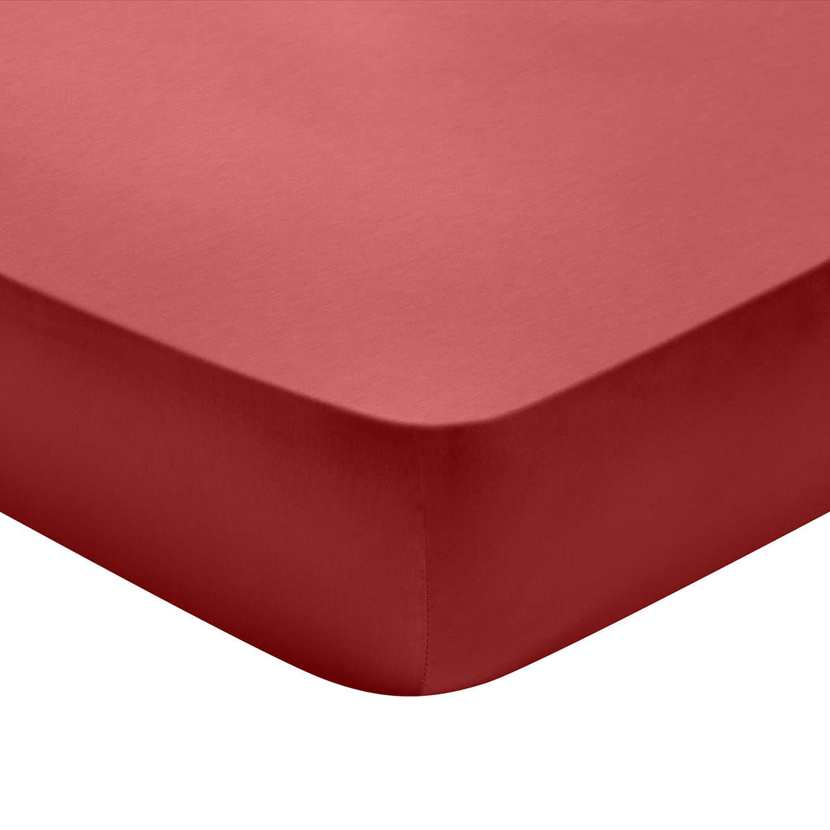 PARTITION - Drap housse   Satin de coton Coloris Rouge 180x200 cm - DODO