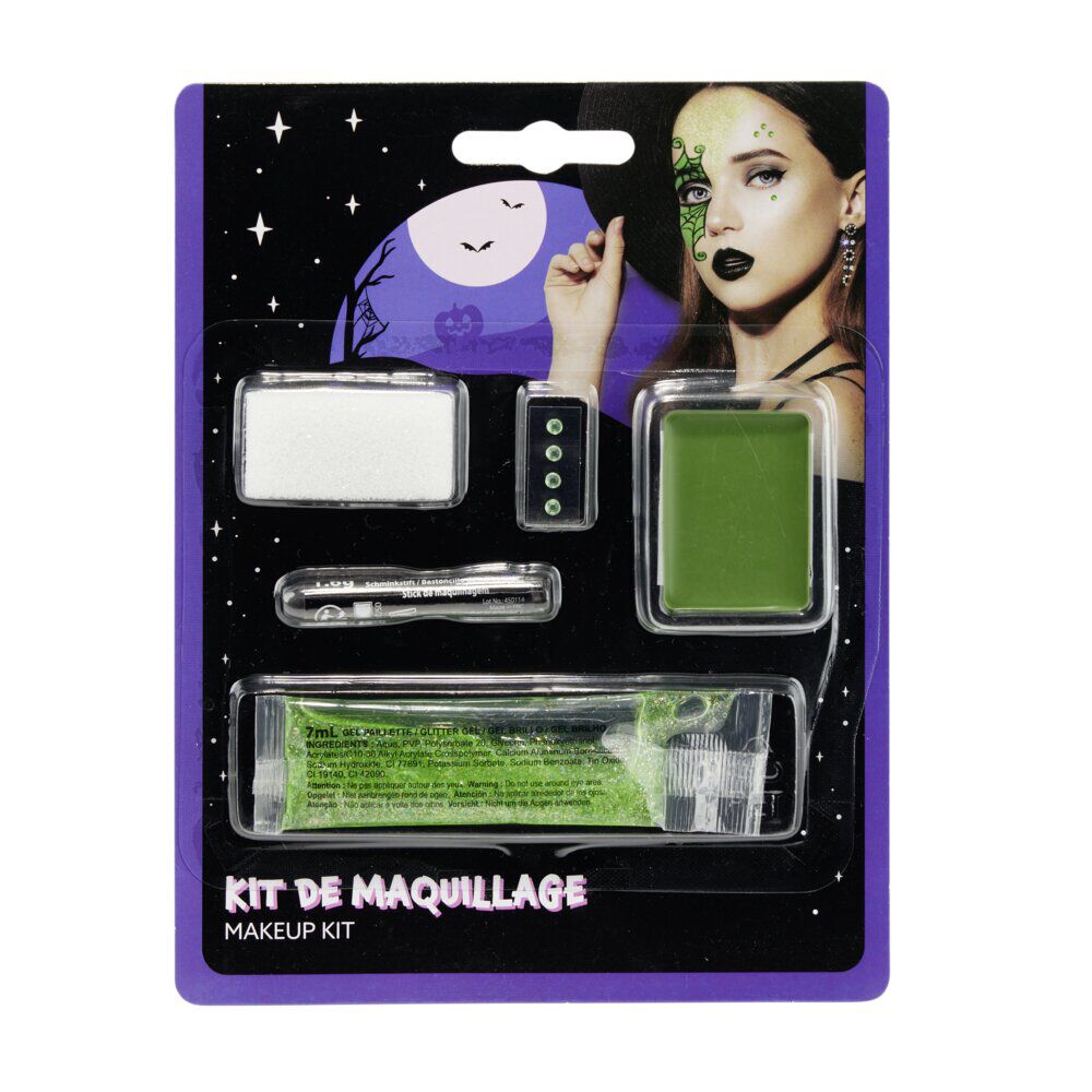 Maquillage Halloween sorcière vert