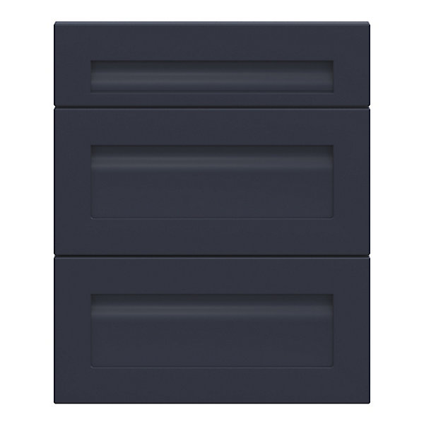 Façade de cuisine 1 tiroir et 2 casseroliers Garcinia bleu mat l. 60 cm x H. 72 cm GoodHome