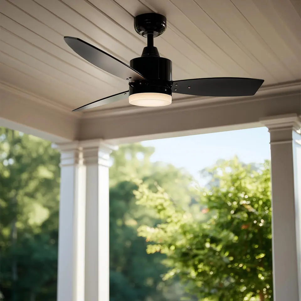 Qazqa plafondventilator toledo zwart ge?ntegreerde led