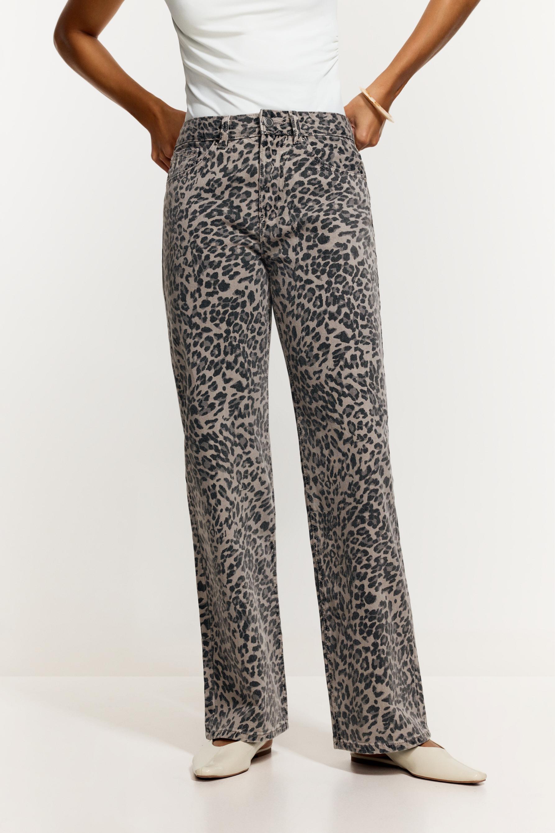 Jeans slim wide animal print