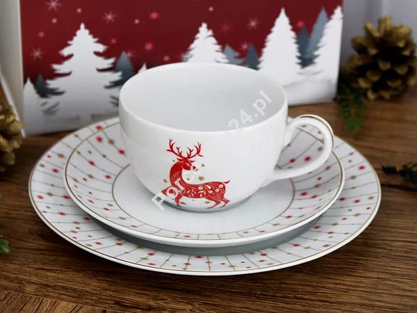 Garnitur śniadaniowy (3 el.) Chodzież - Yvonne Renifer Czerwony BN02 GIFT BOX