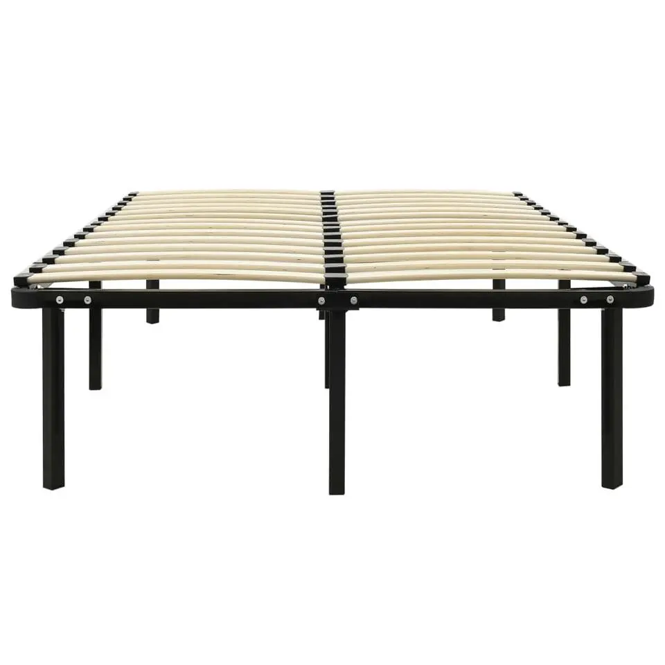 vidaXL - Bed frame met hout lattenbodem - Zwart - Metaal - 140x200 cm