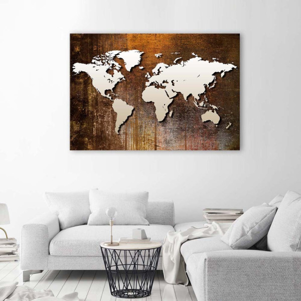 Feeby Obraz na płótnie Mapa świata na drewnie 60x40