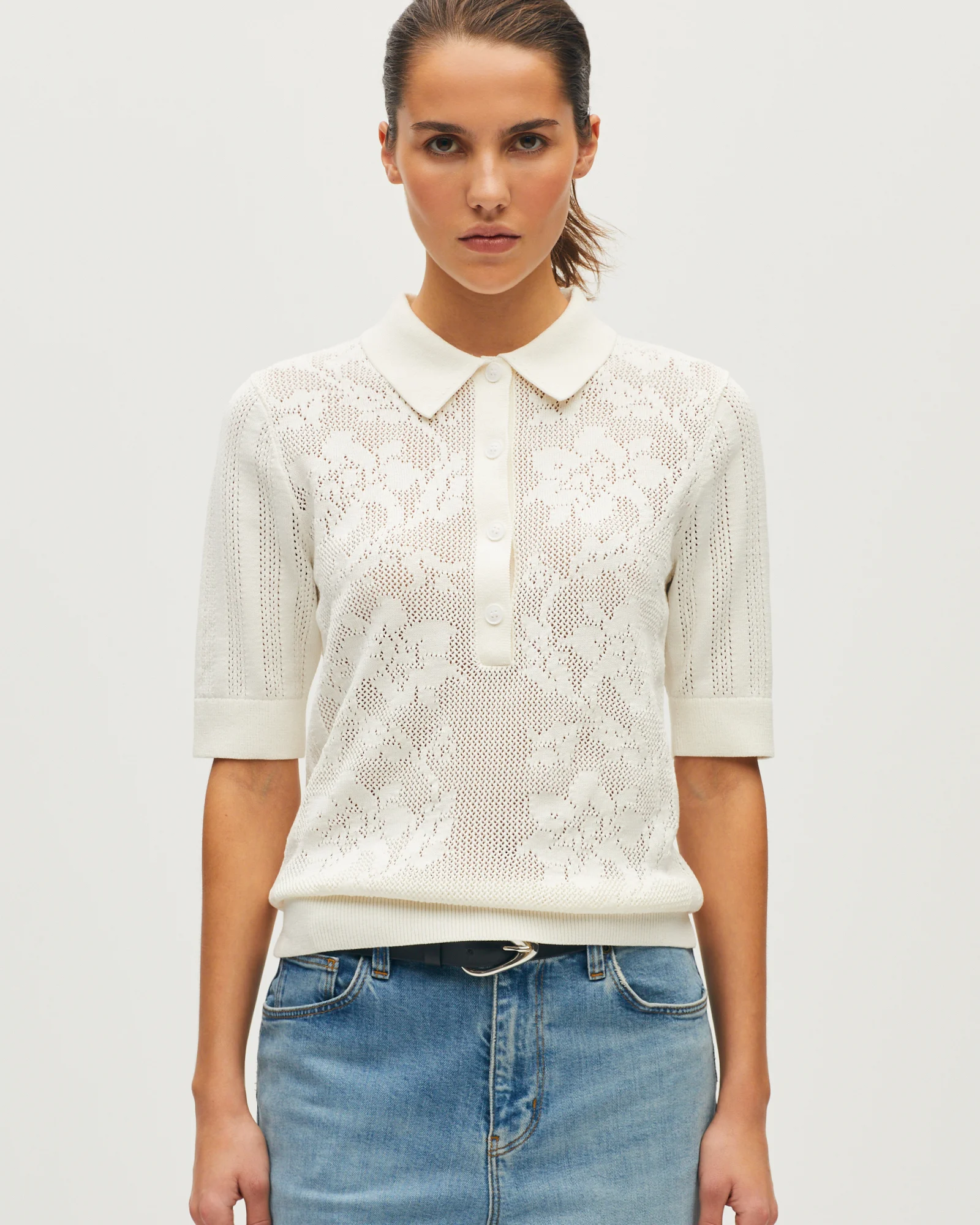 Polo en coton crochet