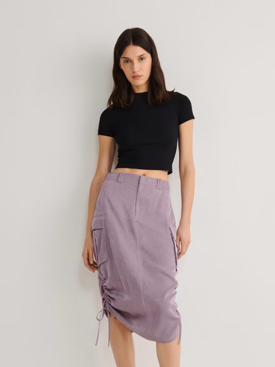 Cargo Style Satin Skirt
