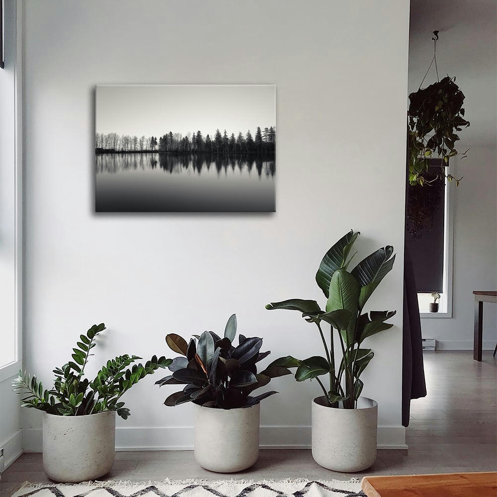 - Tableau impression sur toile arbres se reflétant sur l'eau 60x80cm