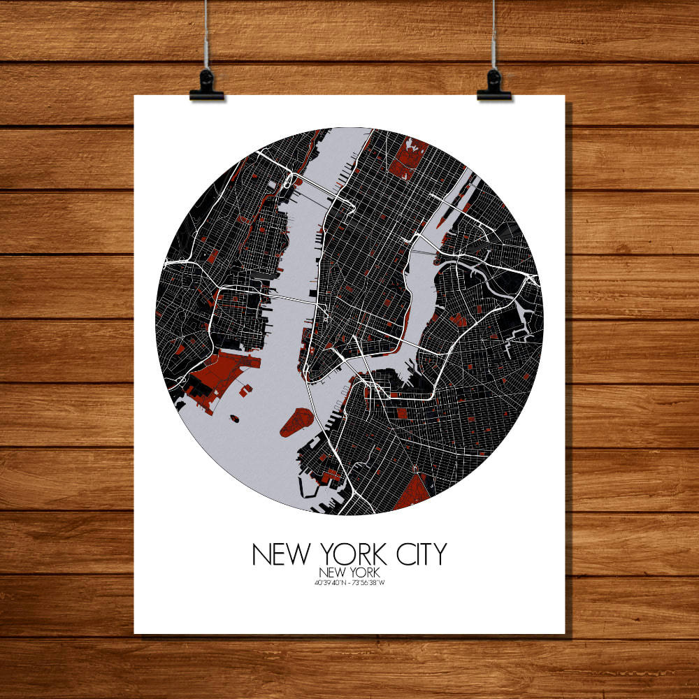 - Affiche New york Carte Rouge 40x50