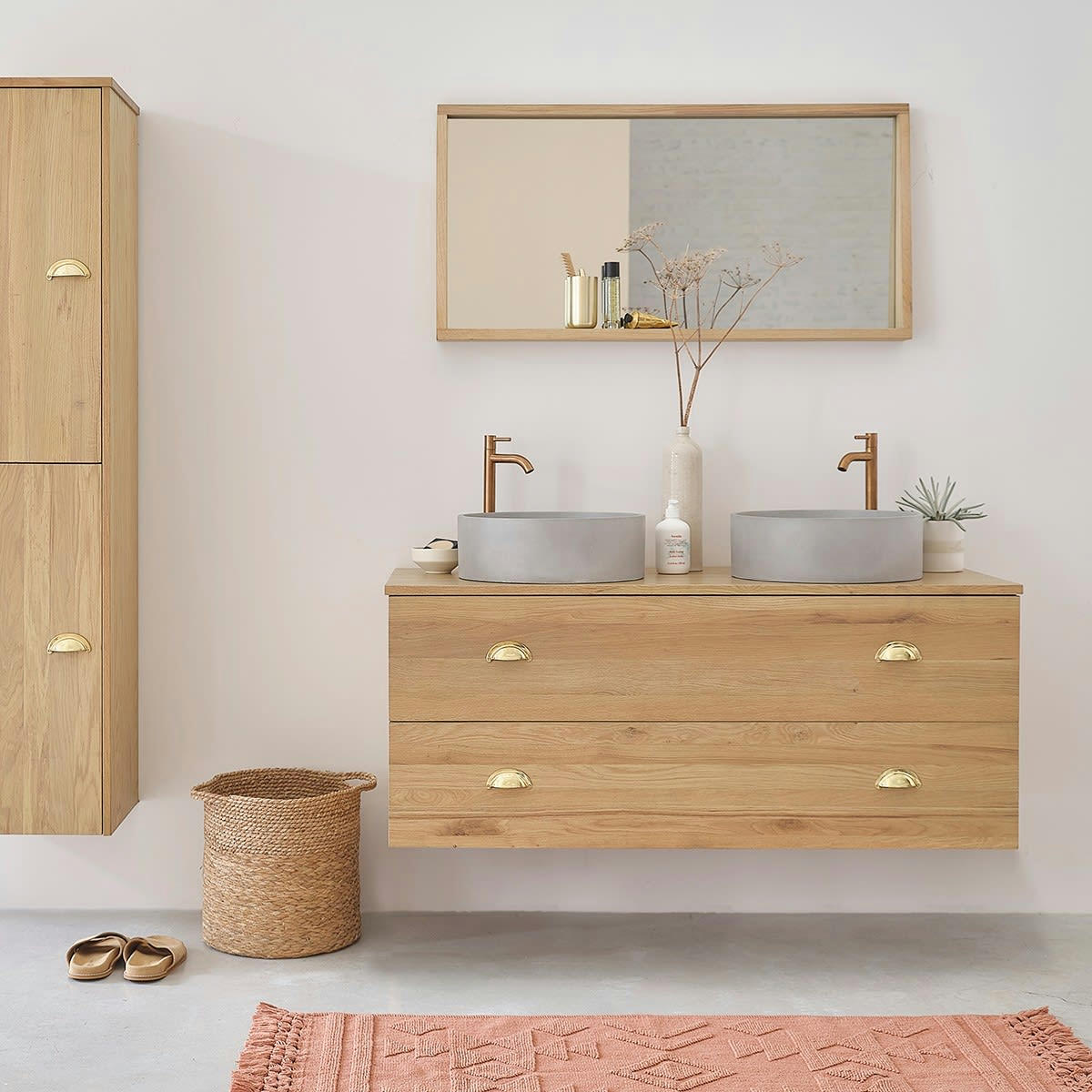 MILAN - Meuble double vasque en chêne massif 120 cm
