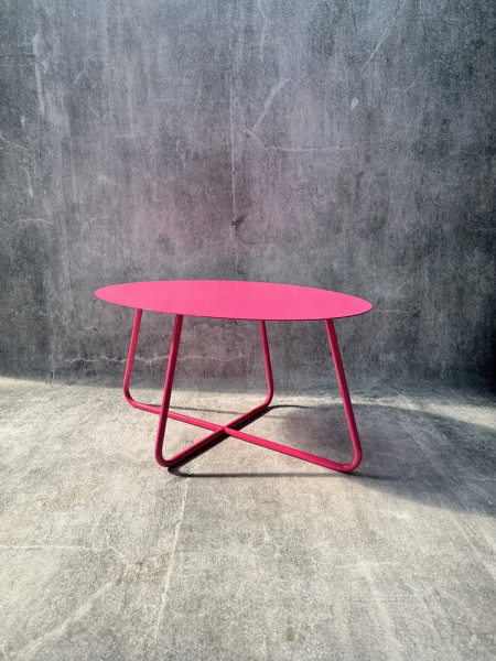 Stolik Kawowy, Design, Metalowa Konstrukcja, Różowy OVAL