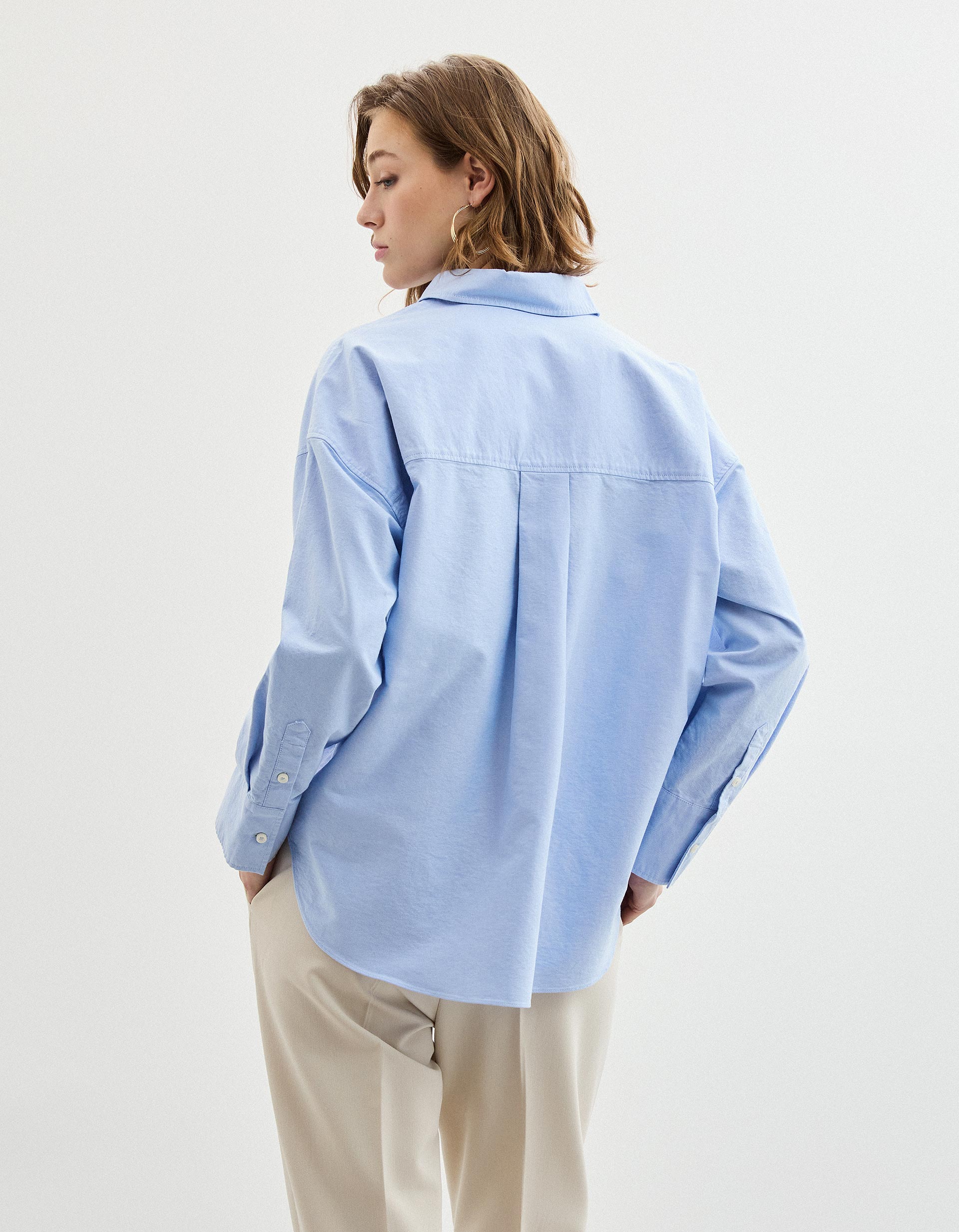 Camisa Oxford, Mulher, Azul