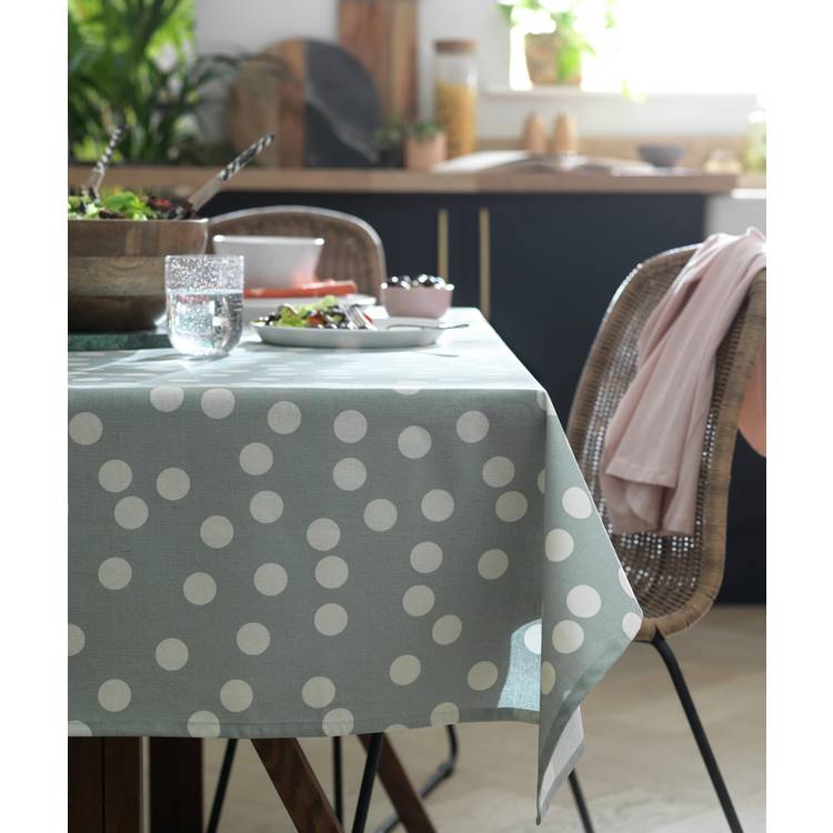Habitat Spot Wipe Clean Tablecloth - Grey and White