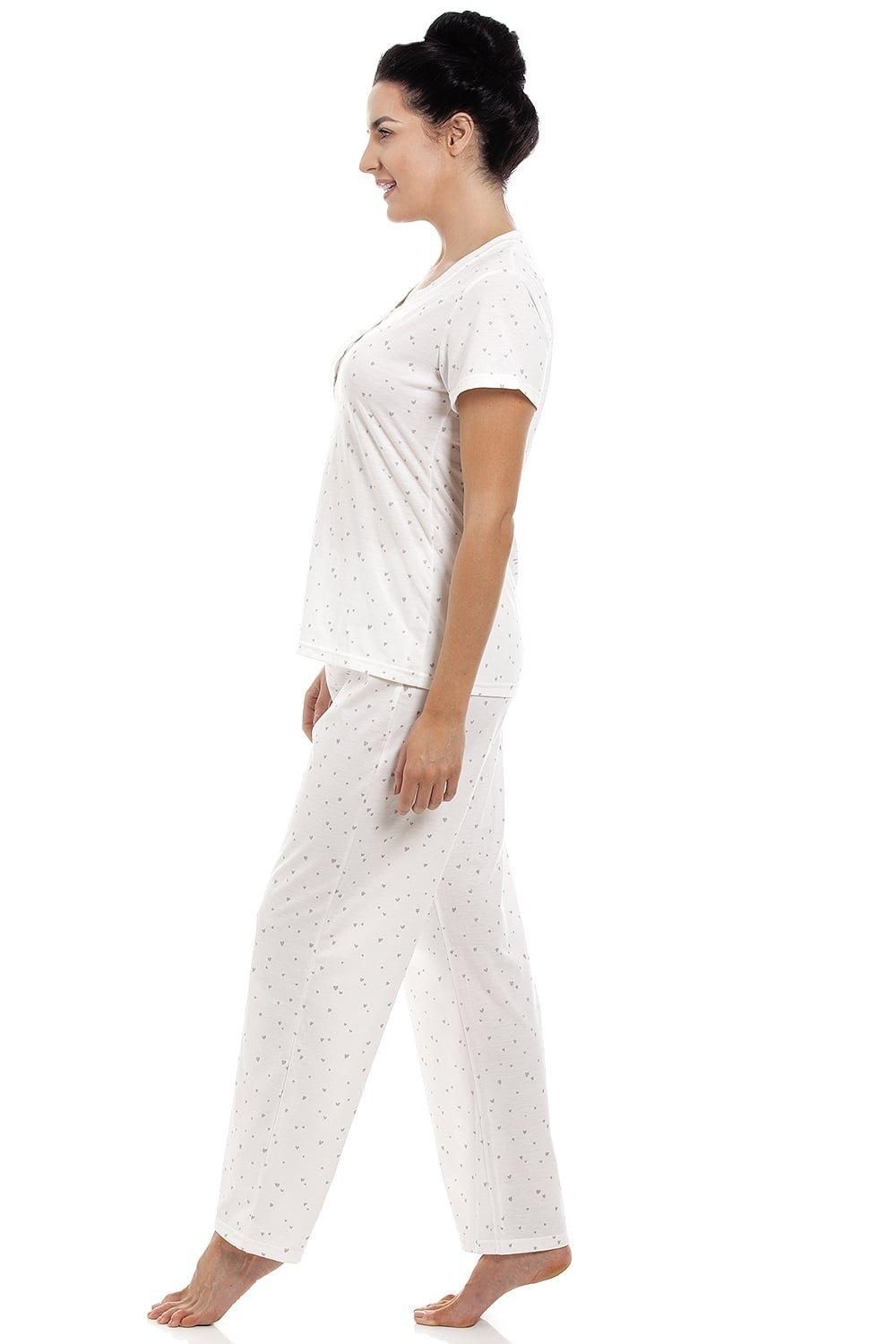 Camille Glitter Heart Print Lightweight Pyjama Set