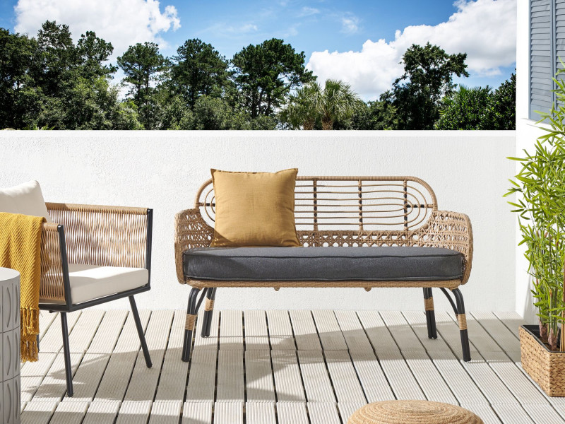 Sofa kanapa 2-osobowa pe rattan beż