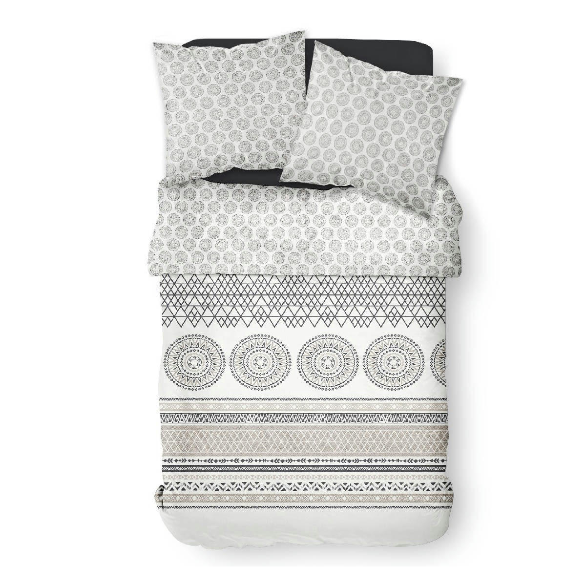 SUNSHINE - Parure de lit 2 personnes imprimé en Coton Blanc 220x240 cm