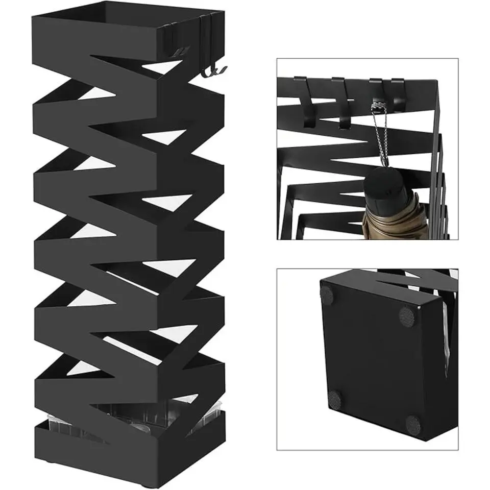 Parya Home Paraplubak Zwart - Metalen Paraplubakken 49 CM Hoog