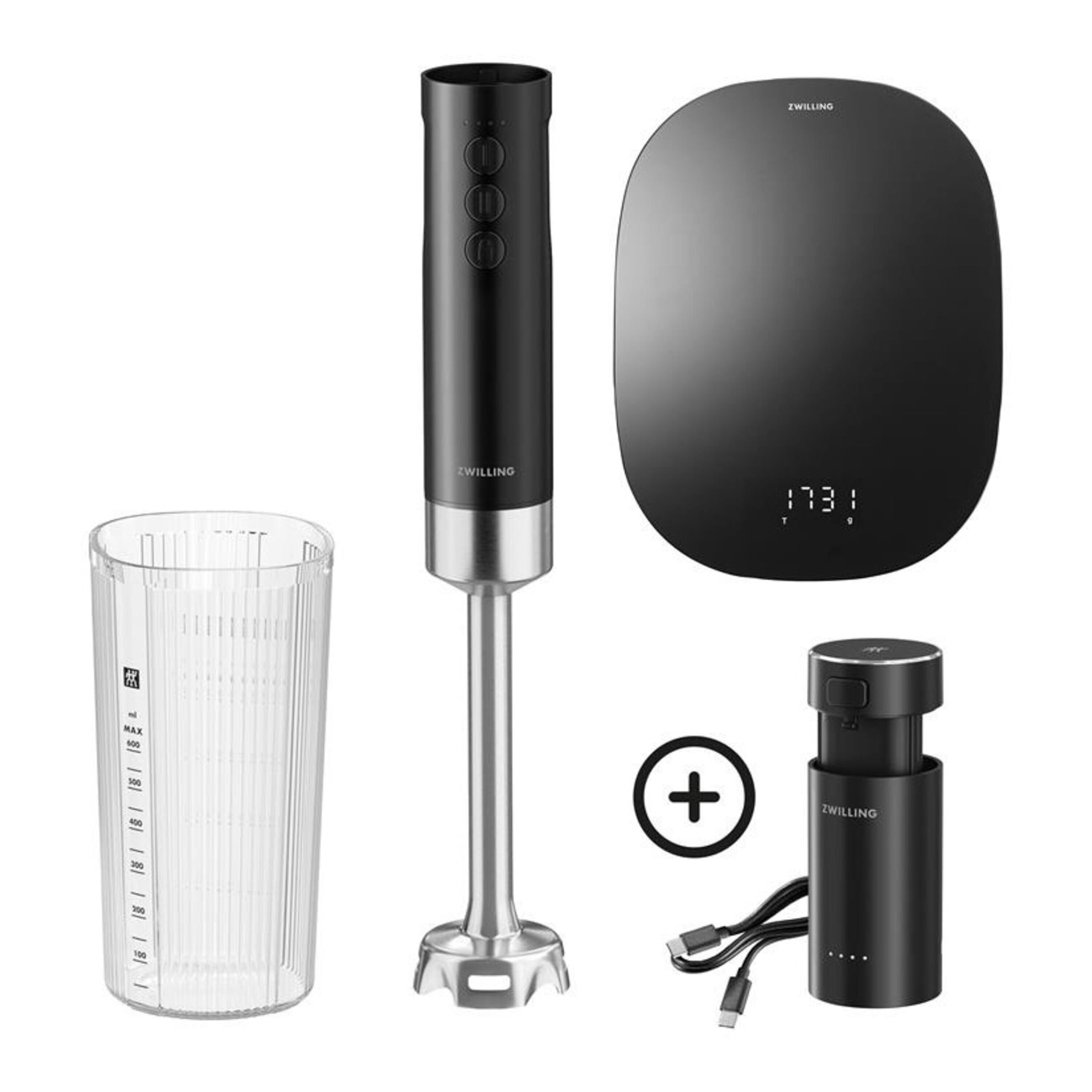Cordless Blender Bundle with Digital Kitchen Scale, 4-pcs., Black