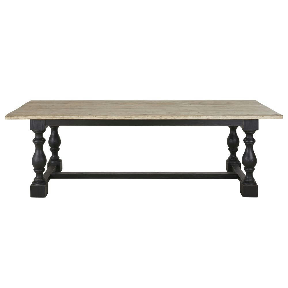 Montmorency - Table à manger en bois de pin massif bicolore 10/12 personnes L250