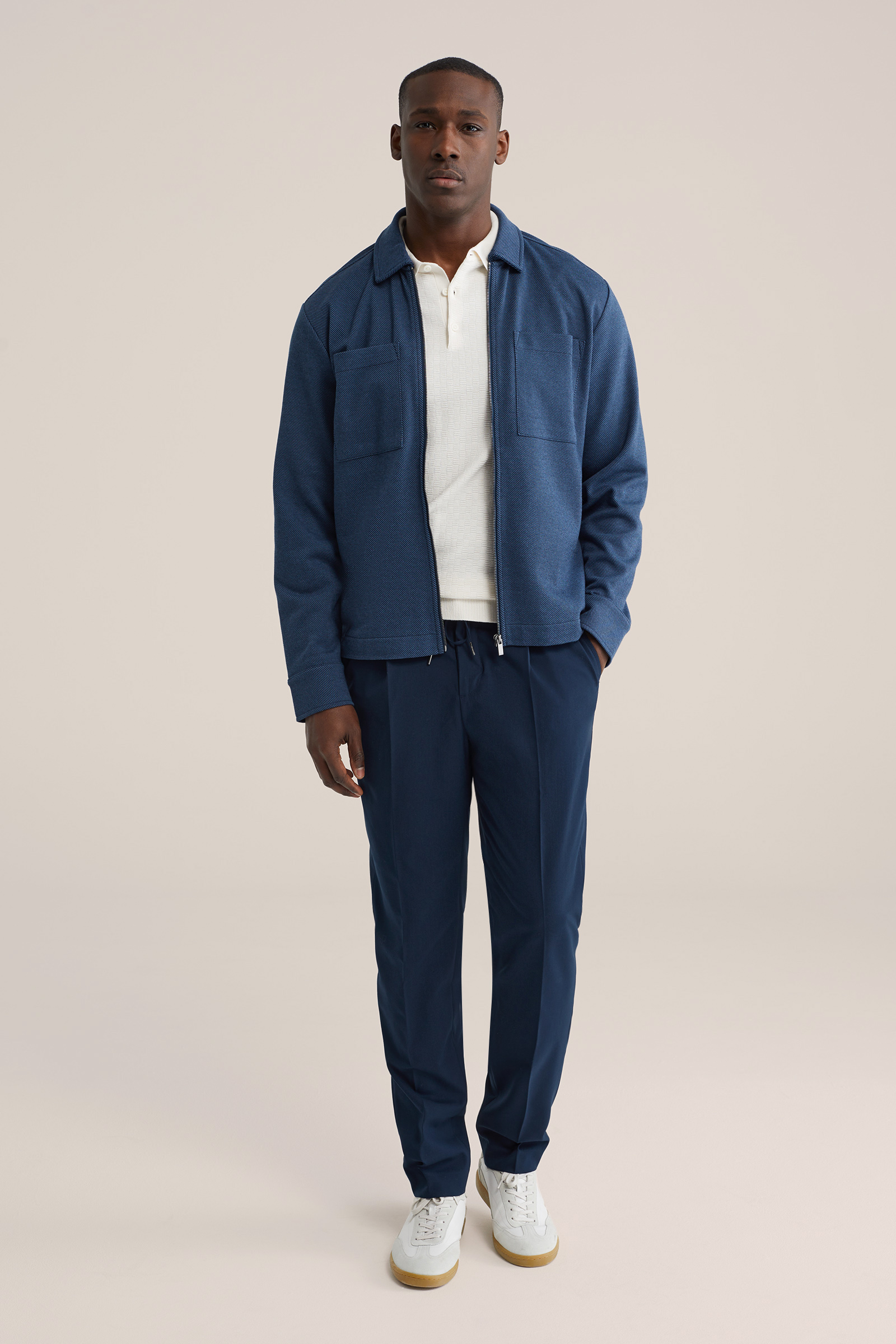 Heren regular fit overshirt van twill