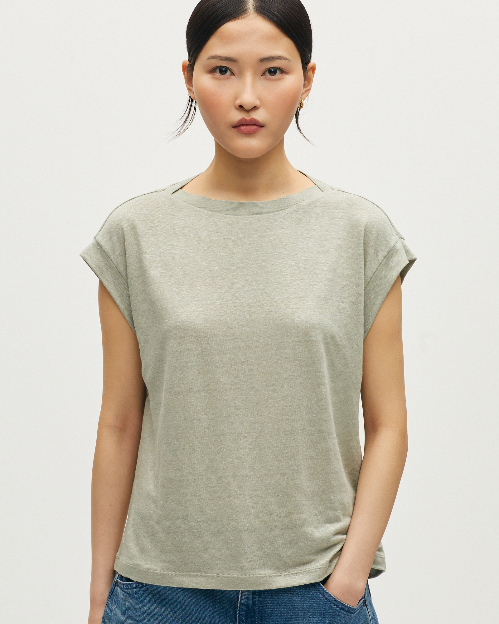 T-shirt boxy en lin KARO