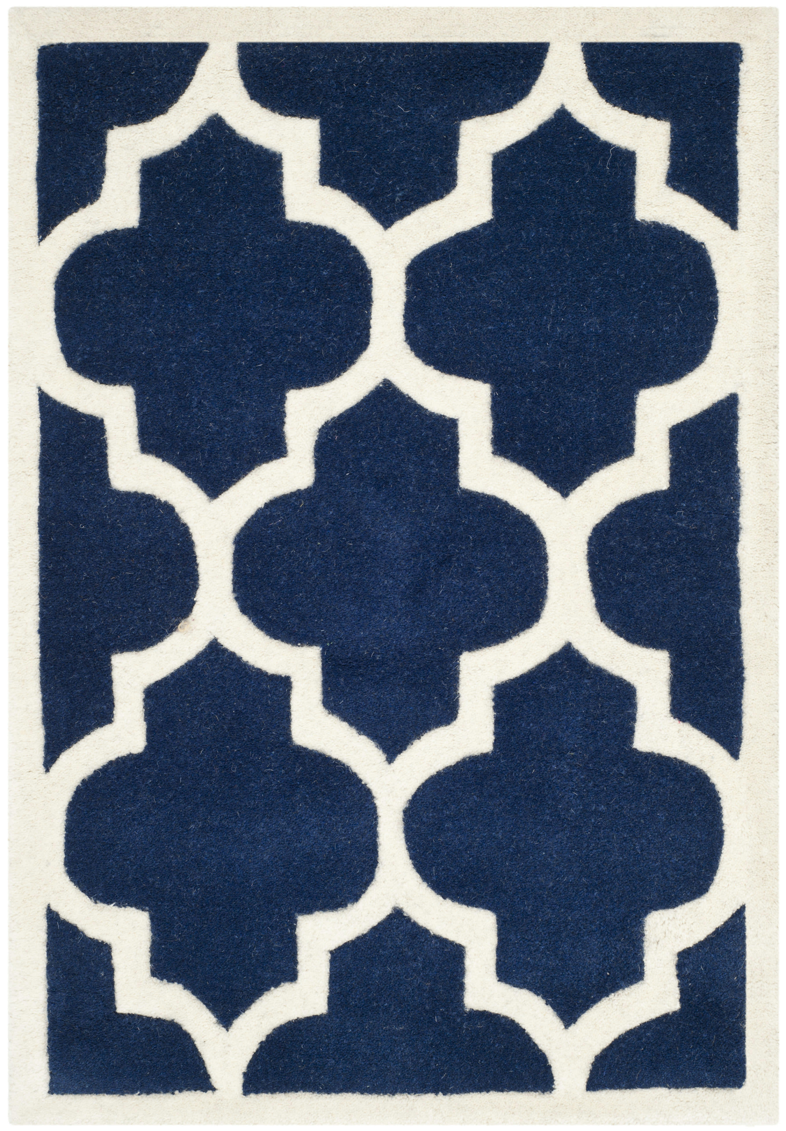CHATHAM - Tapis de salon interieur en bleu fonce & ivoire, 91 x 152 cm