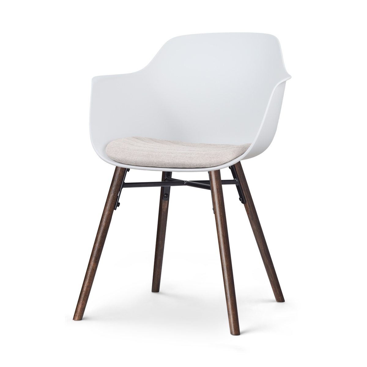 Nolon Nena-Liz Eetkamerstoel Wit - Beige Kussen - Walnoot