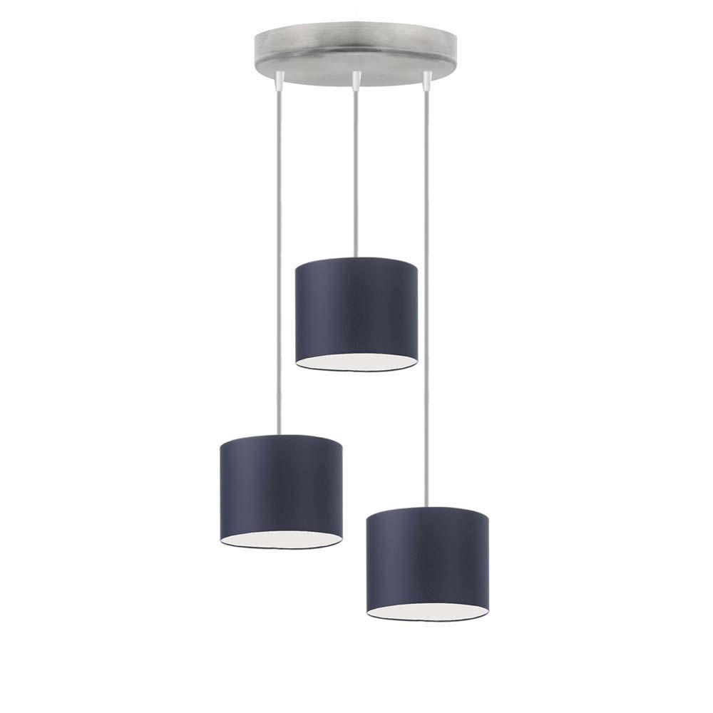 Lampa wisząca 3 punkty PUEBLO Srebrny/ Granatowy