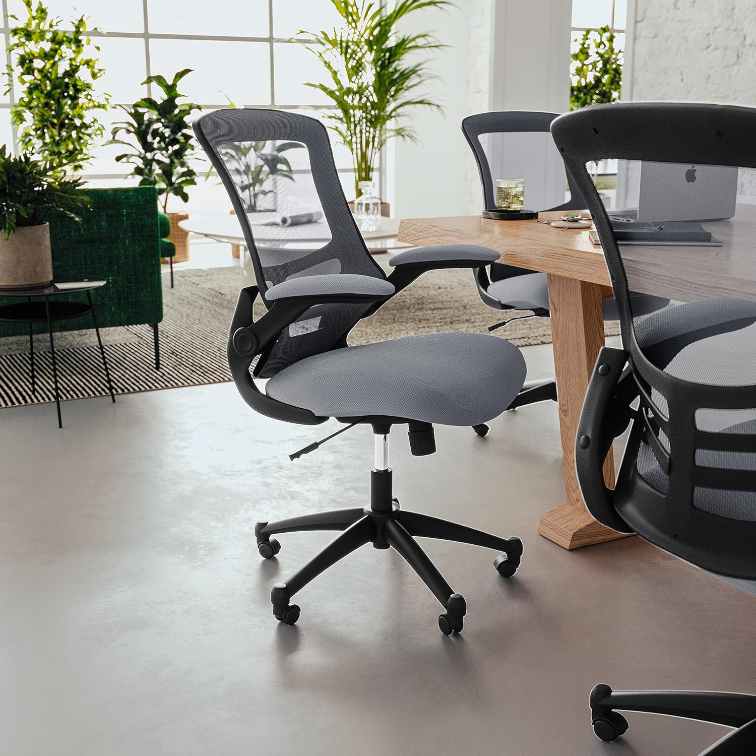 Flash Furniture Kelista Office Chair, Ergonomic, Mid-Back, Dark Gray Mesh with Swivel
