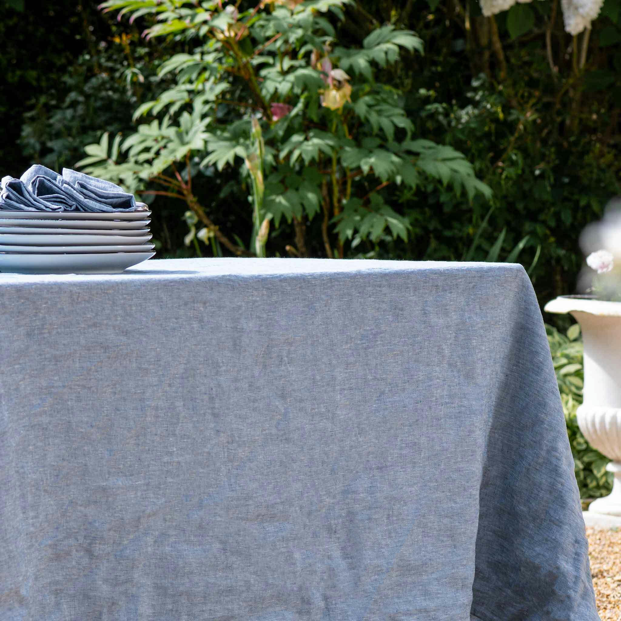 NAPPE NATURELLE - Nappe en lin bleu 180x280cm