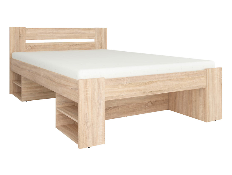Zestaw łóżko Nepo Plus dąb sonoma ze stelażem i materacem Premia 140x200