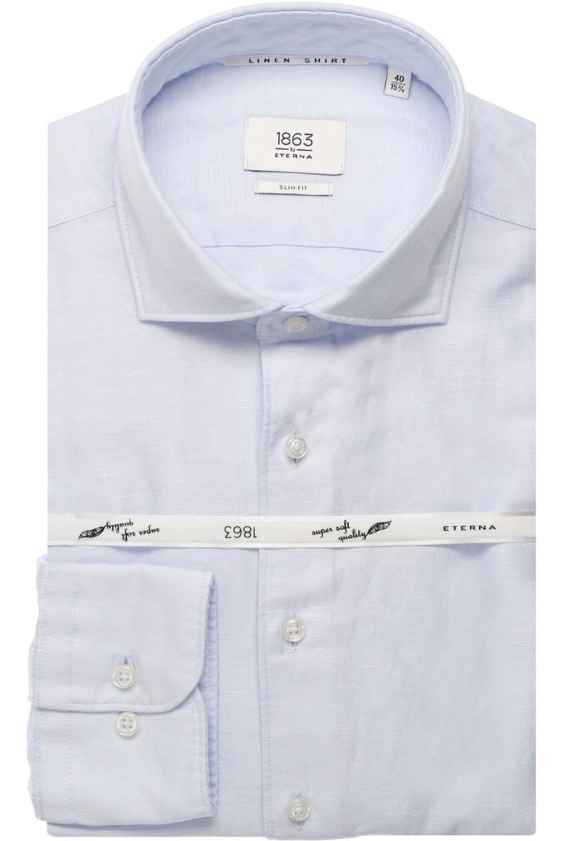 ETERNA 1863 Soft Tailoring Slim Fit Leinenhemd blau, Einfarbig