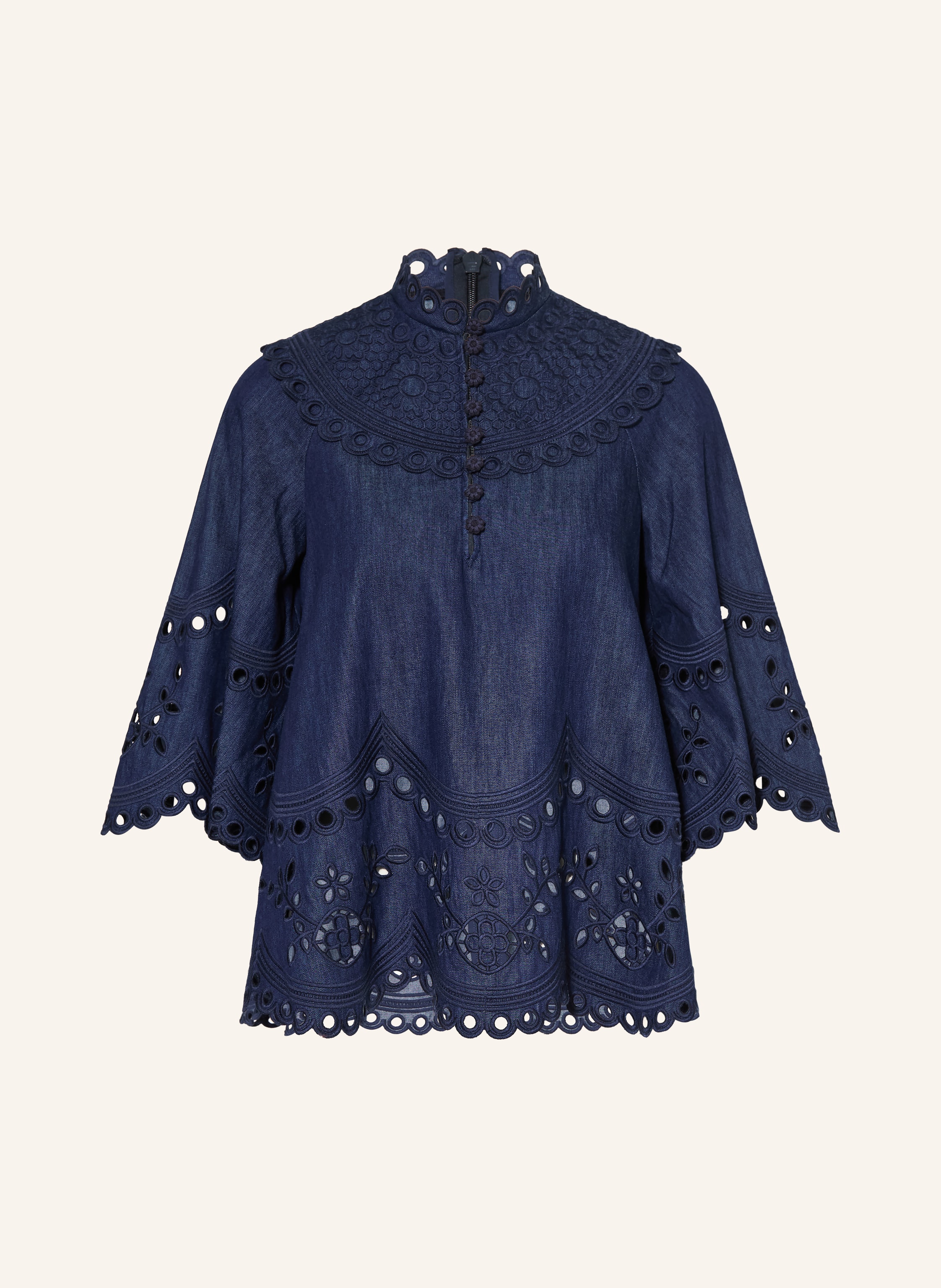 ZIMMERMANN Jeansbluse MAHON mit Lochspitze und 3/4-Arm