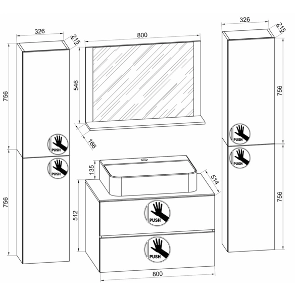 Waschplatz-Set »Lendas«, 5-tlg., 60 cm, anthrazit